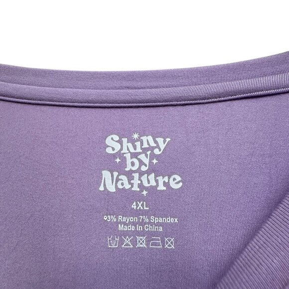 Shiny by Nature Long Sleeve Tee 4XL / 3X Purple Lilac Rayon Blend Plus Size Top - Picture 3 of 7